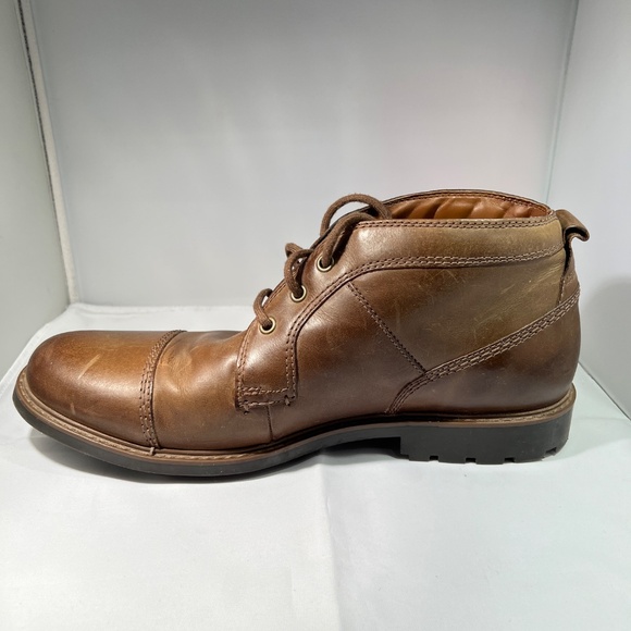 Clarks Men’s Leather Cap Toe Ankle Boots – Brown (Size 12) - Picture 6 of 10